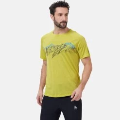 ODLO CONCORD SUMMIT PRINT S/S CREW NECK CITRONELLE MELANGE 22 -Magasin de matériel d'alpinisme 9 103826 551052 50036 03