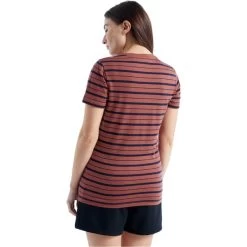 ICEBREAKER W WAVE SS TEE STRIPE GRAPE/MIDNIGHT NAVY/S 22 -Magasin de matériel d'alpinisme 9 105980 w wave ss tee stripe grape midnight navy s ib0a56dj475 03