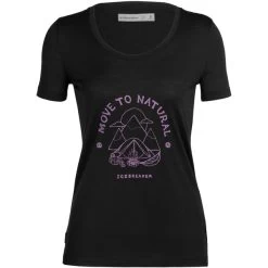 ICEBREAKER W TECH LITE II SS SCOOP TEE CANOPY CAMPE BLACK 22