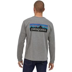 PATAGONIA M'S L/S P6 LOGO RESPONSIBILI-TEE GRAVEL HEATHER 23 -Magasin de matériel d'alpinisme 9 110722 m s l s p6 logo responsibili tee gravel heather 38518 glh 03