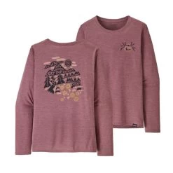 PATAGONIA W'S L/S CAP COOL DAILY GRAPHIC SHIRT - LANDS ACROSS THE TRAIL: EVENING MAUVE X-DYE 23 -Magasin de matériel d'alpinisme 9 126849 45165 aemx 03