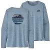PATAGONIA W'S L/S CAP COOL DAILY GRAPHIC SHIRT SKYLINE STENCIL: STEAM BLUE X-DYE 23 -Magasin de matériel d'alpinisme 9 126853 w s l s cap cool daily graphic shirt skyline stencil steam blue x dye 45205 ssmx 01