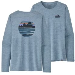 PATAGONIA W'S L/S CAP COOL DAILY GRAPHIC SHIRT SKYLINE STENCIL: STEAM BLUE X-DYE 23