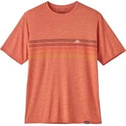 PATAGONIA M'S CAP COOL DAILY GRAPHIC SHIRT LINE LOGO RIDGE STRIPE: QUARTZ CORAL 23