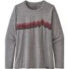 PATAGONIA W'S L/S CAP COOL DAILY GRAPHIC SHIRT RIDGE RISE STRIPE: FEATHER GREY 23 -Magasin de matériel d'alpinisme 9 92806 w s l s cap cool daily graphic shirt ridge rise stripe feather grey 45205 rifg 01